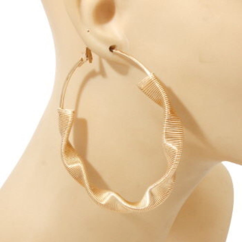 Gold Twisted Hoop Earrings